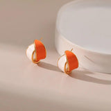 Orange Stud Earrings 18k Plated French Drip Style