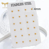 12 Pairs Minimalist Half Ball Earrings for Women Men Golden Stainless Steel Set