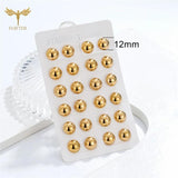 12 Pairs Minimalist Half Ball Earrings for Women Men Golden Stainless Steel Set