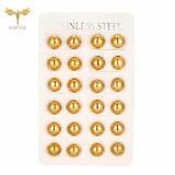 12 Pairs Minimalist Half Ball Earrings for Women Men Golden Stainless Steel Set