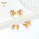 12 Pairs Minimalist Half Ball Earrings for Women Men Golden Stainless Steel Set