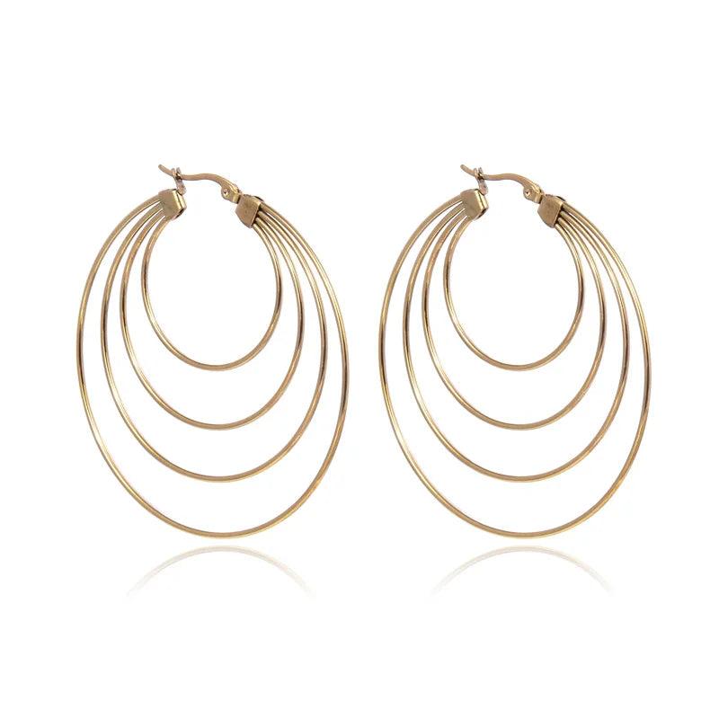 Geometric Big Hoop Earrings Stainless Steel Daily Statement Jewelry
