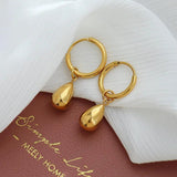 Geometric Water Drop Dangle Earrings 18K PVD Plated