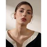 Classic Round Beads Stud Earrings for Women Waterproof 18K PVD Plated