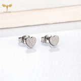 Heart Earrings Set Golden Silver Stainless Steel Stud Sweet Jewelry