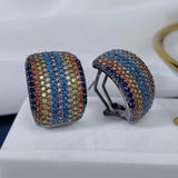 C-Shaped Earrings with Colored Zirconia Accessories