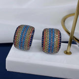 C-Shaped Earrings with Colored Zirconia Accessories