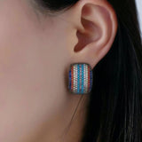 C-Shaped Earrings with Colored Zirconia Accessories