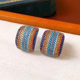 C-Shaped Earrings with Colored Zirconia Accessories