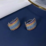 C-Shaped Earrings with Colored Zirconia Accessories