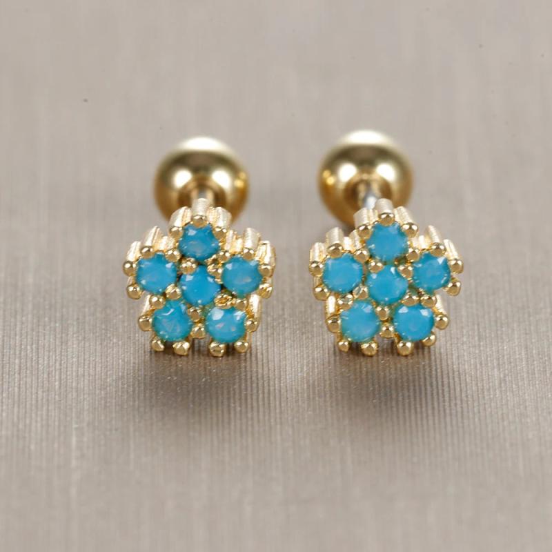 Turquoise Stud Earrings Stainless Steel Piercing Screw Wedding Jewelry