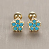 Turquoise Stud Earrings Stainless Steel Piercing Screw Wedding Jewelry