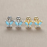 Turquoise Stud Earrings Stainless Steel Piercing Screw Wedding Jewelry