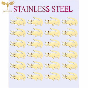 12 Pairs Stainless Steel Crocodile Stud Earrings Set for Women Girls