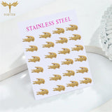 12 Pairs Stainless Steel Crocodile Stud Earrings Set for Women Girls