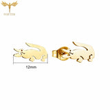 12 Pairs Stainless Steel Crocodile Stud Earrings Set for Women Girls