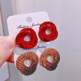 Crystal Rhinestone Stud Earrings Geometric Circle Earrings for Women