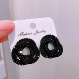 Crystal Rhinestone Stud Earrings Geometric Circle Earrings for Women