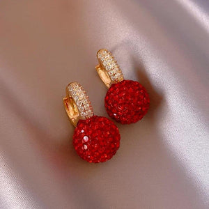 Red Ball Rhinestone Earrings for Women