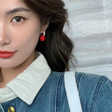 Red Ball Rhinestone Earrings for Women