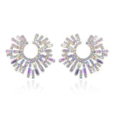 Exaggerated Crystal Earrings Large Circle Flower Rhinestone Stud Earrings