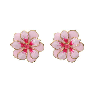 Metal Flower Enamel Post Earrings Classic Party Accessories