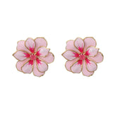Metal Flower Enamel Post Earrings Classic Party Accessories