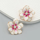 Metal Flower Enamel Post Earrings Classic Party Accessories