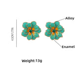 Metal Flower Enamel Post Earrings Classic Party Accessories