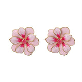 Metal Flower Enamel Post Earrings Classic Party Accessories