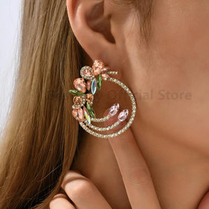 Colorful Crystal Stud Earrings Geometric Bijoux Gift