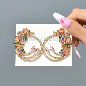Colorful Crystal Stud Earrings Geometric Bijoux Gift