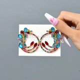Colorful Crystal Stud Earrings Geometric Bijoux Gift