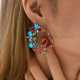 Colorful Crystal Stud Earrings Geometric Bijoux Gift