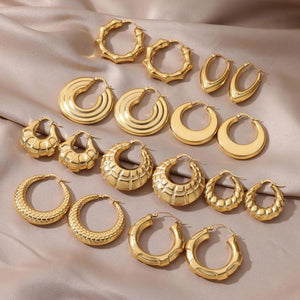 Geometric Stainless Steel Hoop Earrings for Women Wedding Jewelry