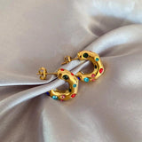 316L Stainless Steel C Shaped Zircon Earrings For Women Girls