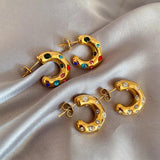 316L Stainless Steel C Shaped Zircon Earrings For Women Girls
