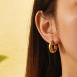 316L Stainless Steel C Shaped Zircon Earrings For Women Girls