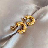 316L Stainless Steel C Shaped Zircon Earrings For Women Girls