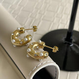 316L Stainless Steel C Shaped Zircon Earrings For Women Girls