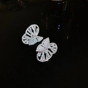 Korea Sweet Zircon Butterfly Stud Earrings for Women Statement Jewelry