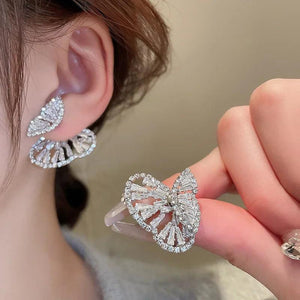 Korea Sweet Zircon Butterfly Stud Earrings for Women Statement Jewelry