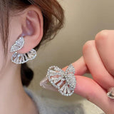 Korea Sweet Zircon Butterfly Stud Earrings for Women Statement Jewelry