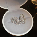 Korea Sweet Zircon Butterfly Stud Earrings for Women Statement Jewelry