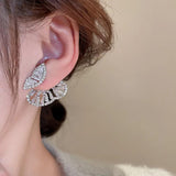Korea Sweet Zircon Butterfly Stud Earrings for Women Statement Jewelry