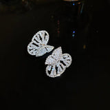 Korea Sweet Zircon Butterfly Stud Earrings for Women Statement Jewelry