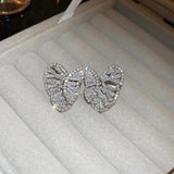 Korea Sweet Zircon Butterfly Stud Earrings for Women Statement Jewelry