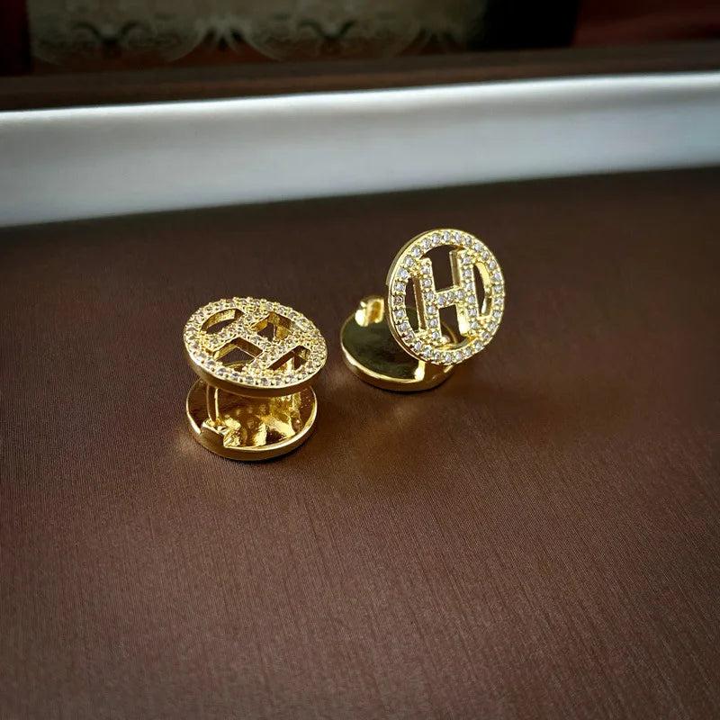 Double Sided Circle Letter Stud Earrings For Women