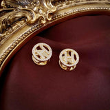 Double Sided Circle Letter Stud Earrings For Women
