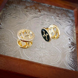 Double Sided Circle Letter Stud Earrings For Women
